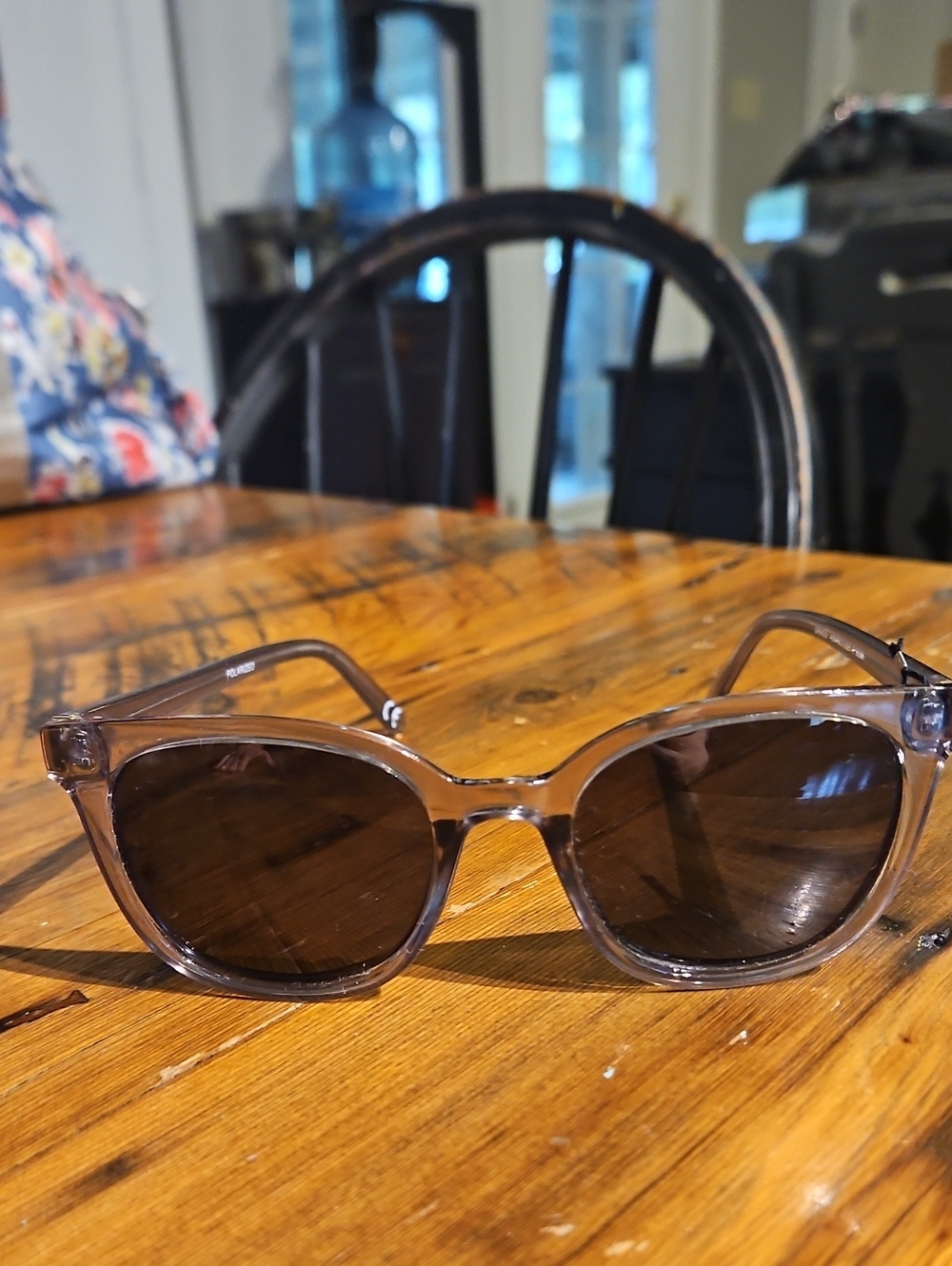 Vintage Polarized Transparent Grey Frame Sunglasses with Dark Grey Lenses